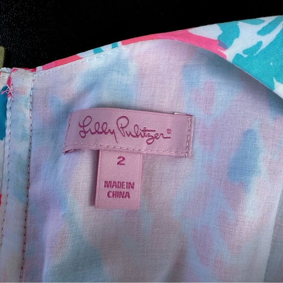 Lilly Pulitzer Lets Cha Cha Aqua Delia Shift Dress Pink Blue Size 2 Holy Grail - Picture 7 of 8